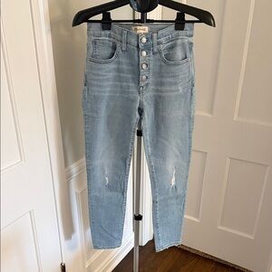 Madewell 9” High-Rise Skinny Light Blue Button-Fly Jeans Size 27